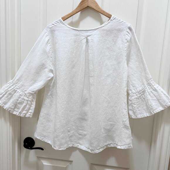 Bryn Walker Fran Women's 100% Linen Tunic Top Size XS White Ruffle Sleeves Boho - Picture 11 of 12